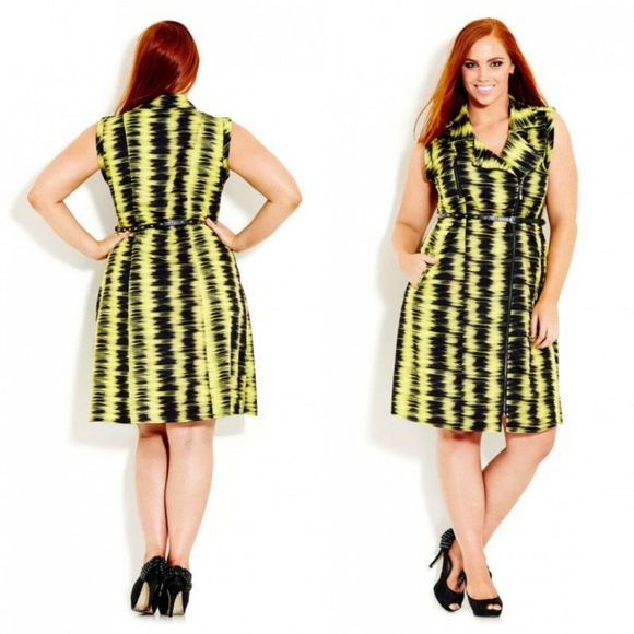 City Chic Zipper Front Feel The Beat Dress HW5756 - Picture 1 of 8